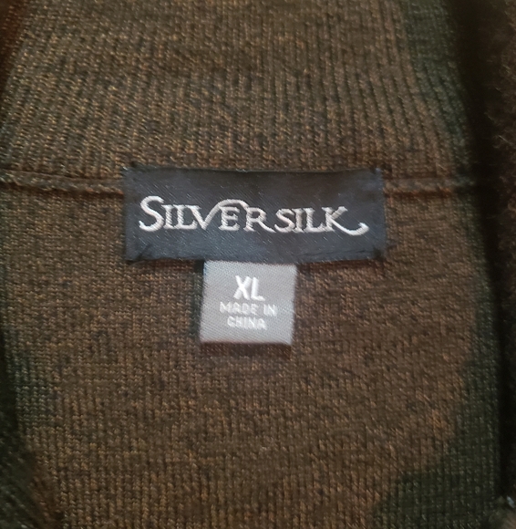 Mens Silversilk Dark Brown Multi Colored Zip Up Mock Neck Sweater Size XLarge - Picture 8 of 11